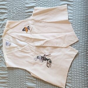 Warner Bros Looney Tunes Beige Cotton Bugs Bunny Daffy Duck Waistcoat Vest